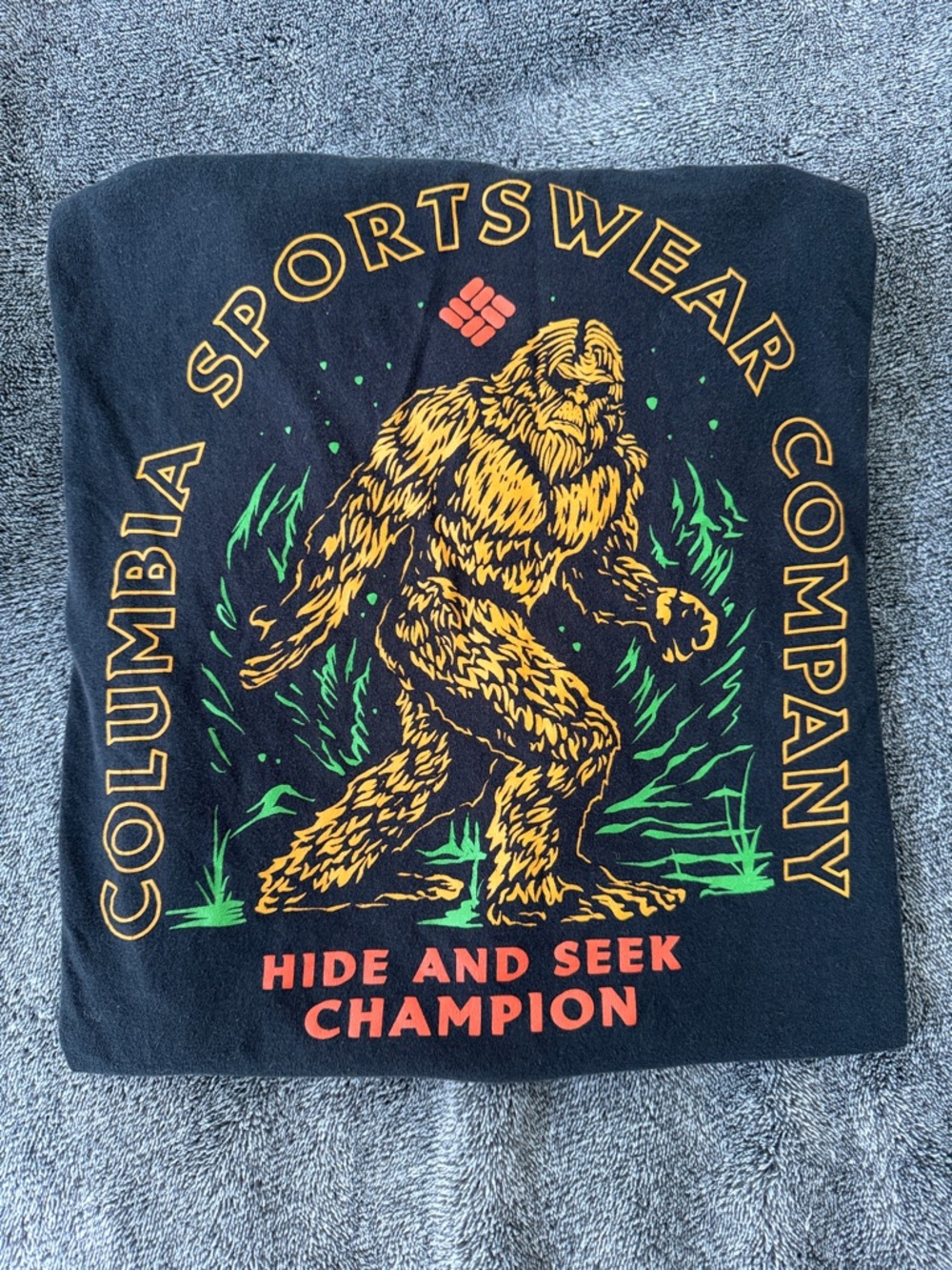 Columbia Black T‑Shirt with Gold Logo